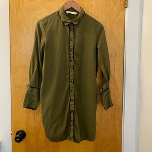ZARA | Army Green Long Button Down Shirt